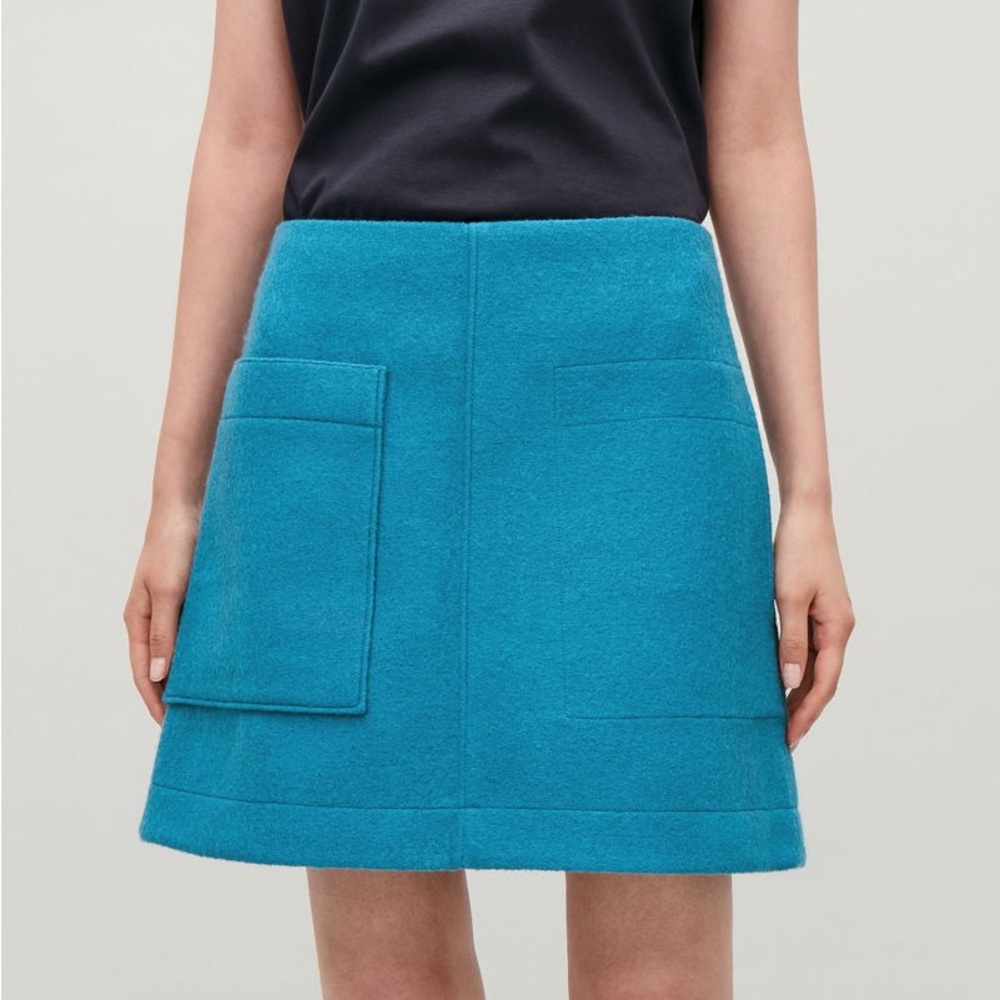 COS Vibrant Blue Wool Mini Skirt